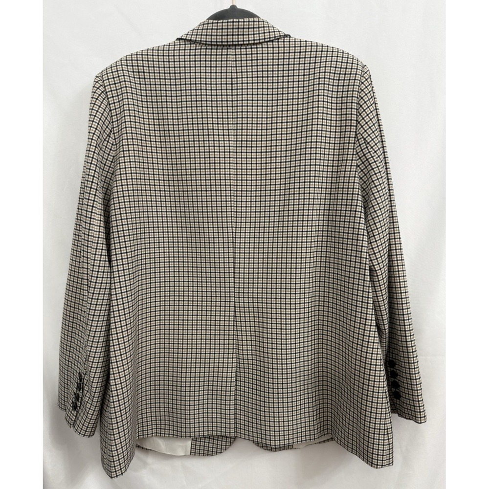 Vince Camuto Plaid Blazer Brown Black Cream Stretch Knit Lined Womens Size XXL - Picture 2 of 12
